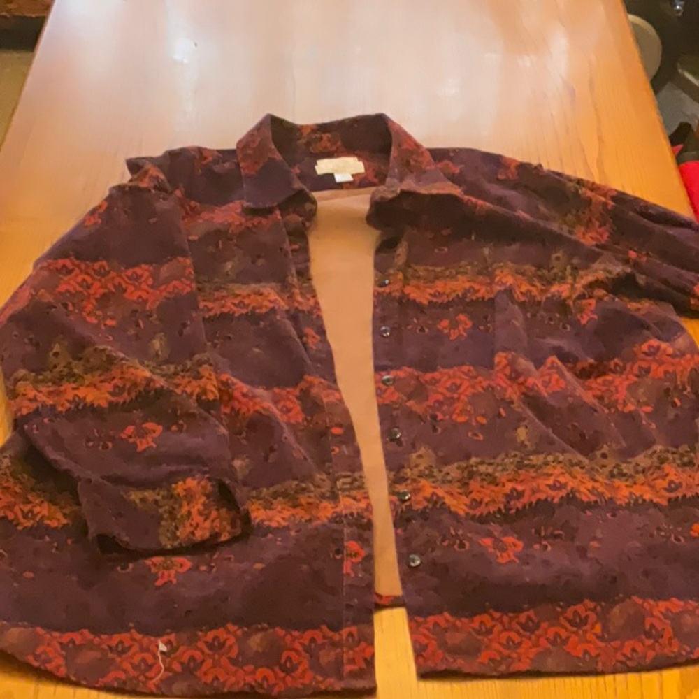 CJ Banks floral corduroy top